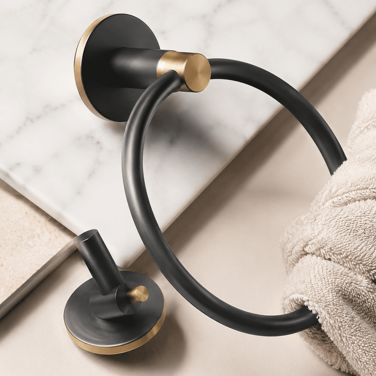 Matte Towel Ring & Hook Set detail